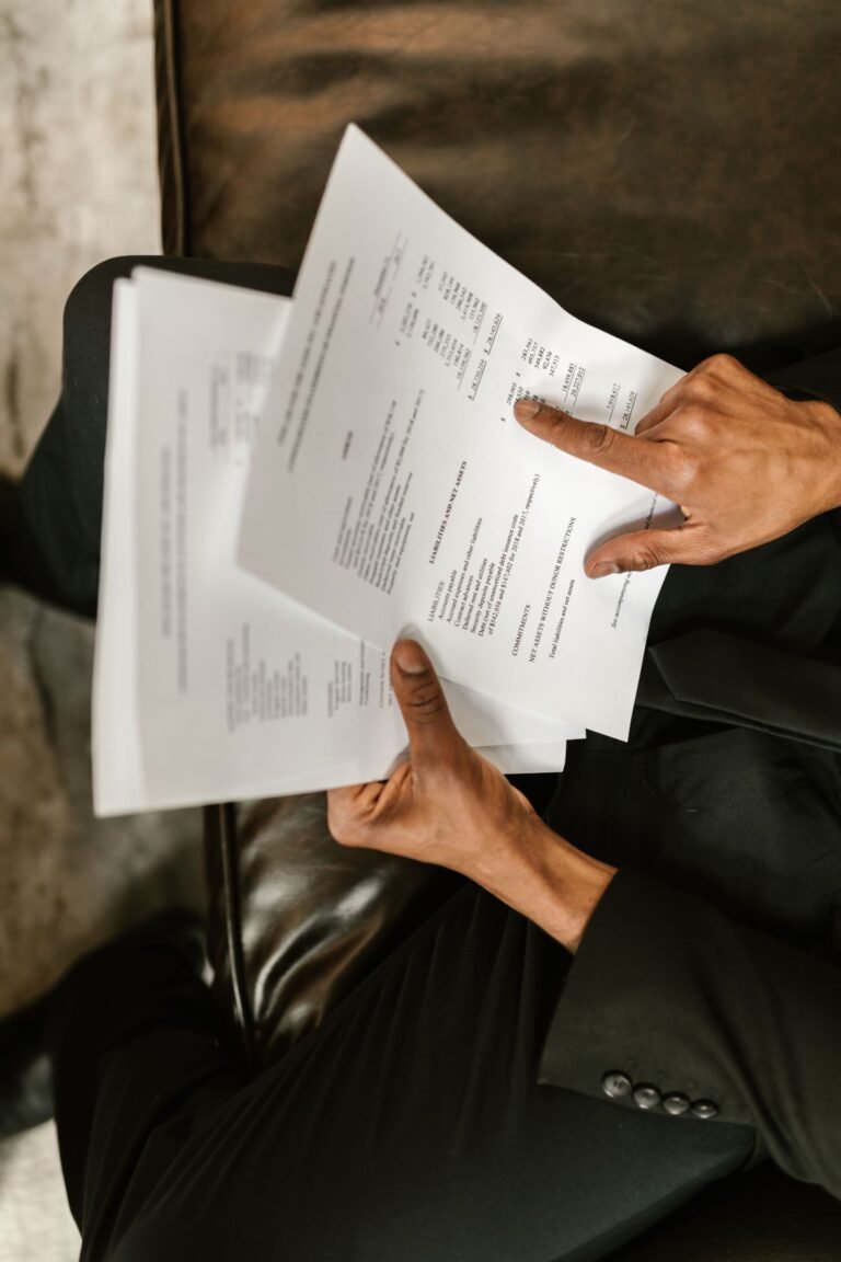 Reviewing business paperwork