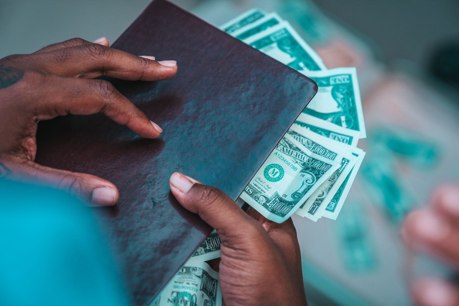 Cash and a wallet