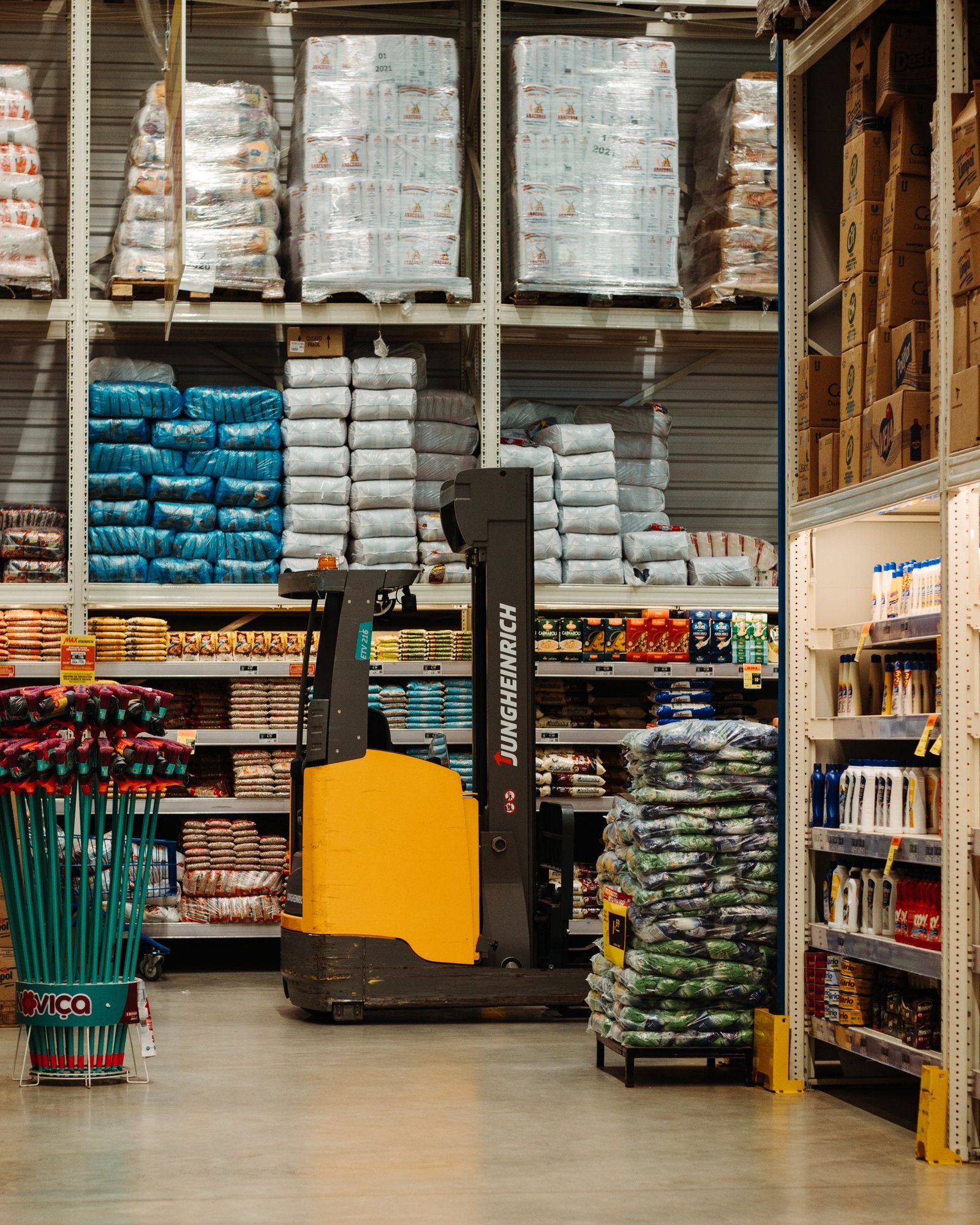 Equipment in a small business warehouse