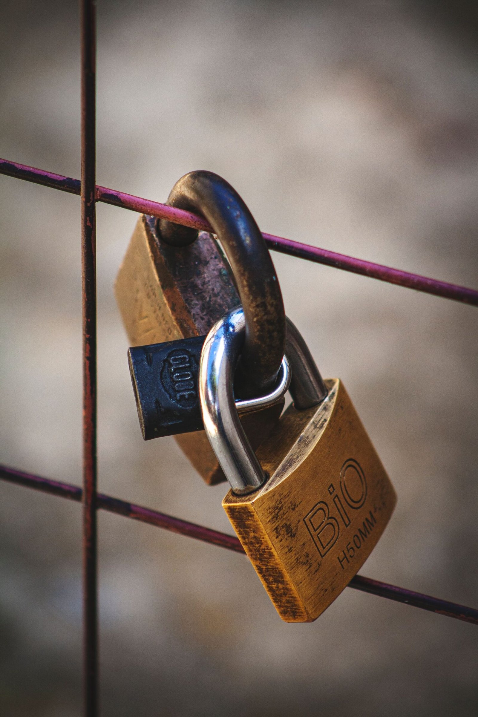 Close-up of padlocks symbolizing protection