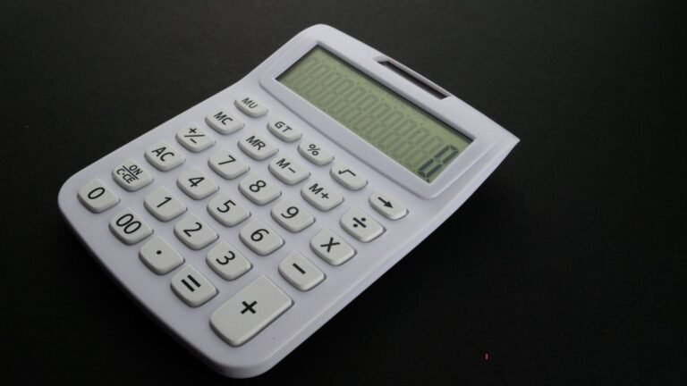 Calculator on a desk close up
