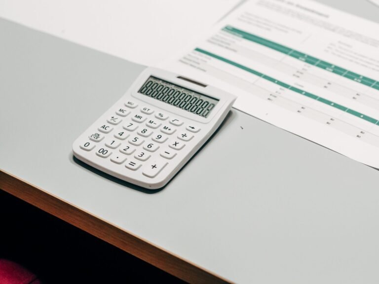 Close-up of a financial calculator on a desk