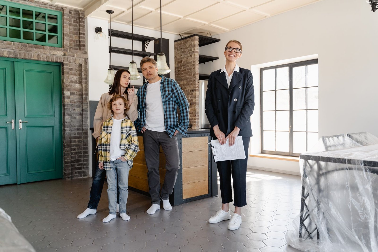 Family checking their new house