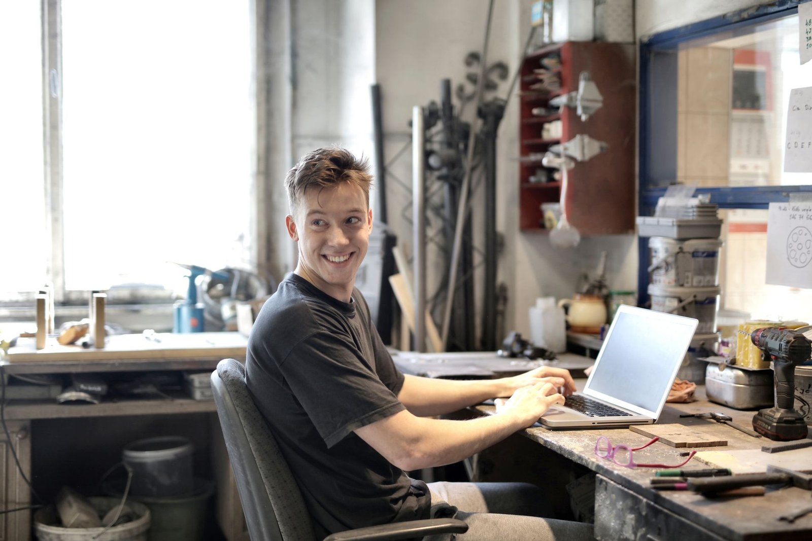 Entrepreneur working on laptop