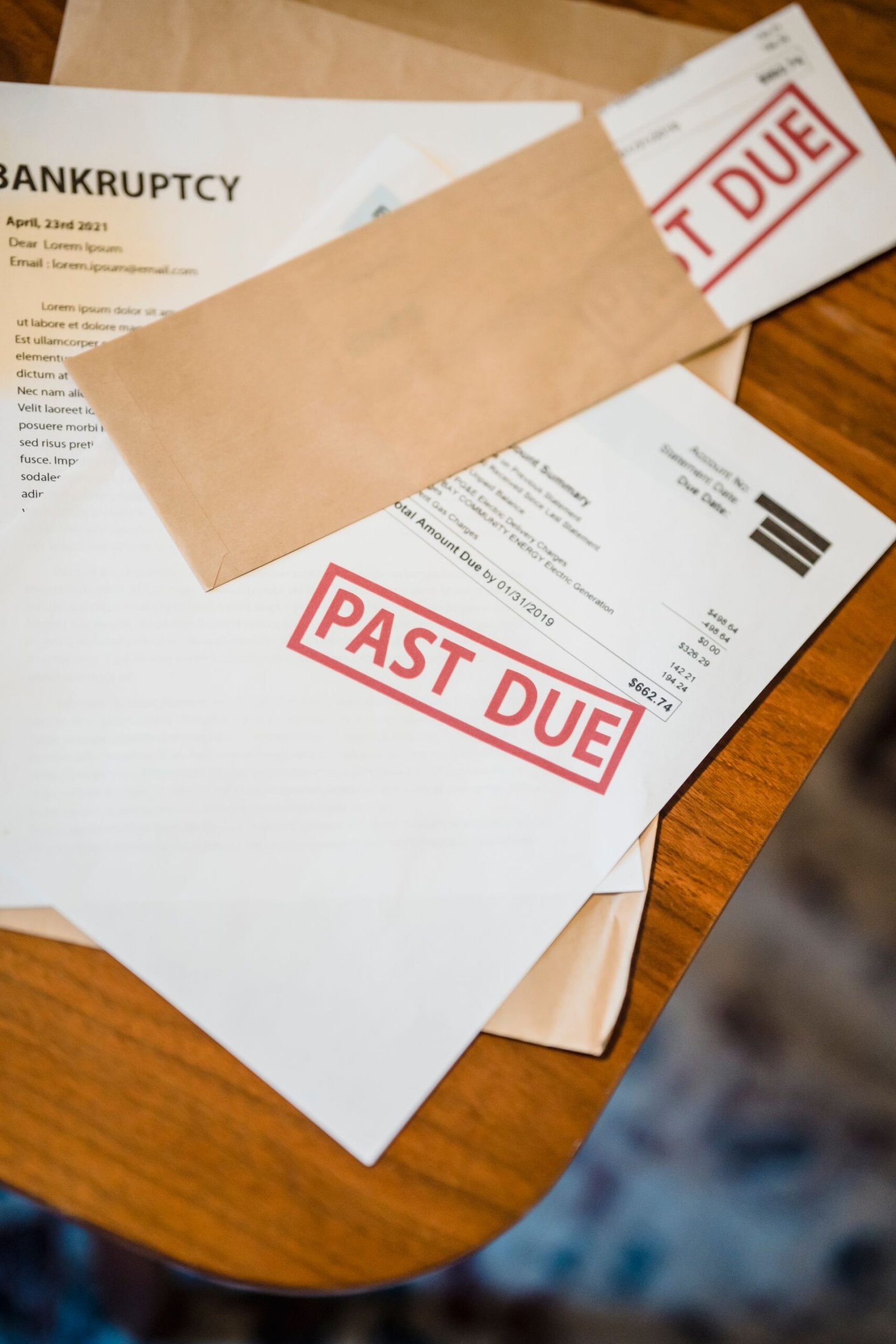 Hands sorting through financial paperwork during a hardship